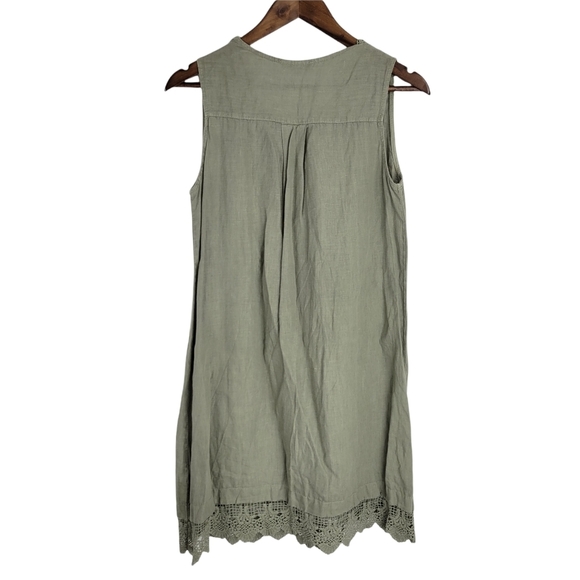 Carla Conti Light green embroidered 100% linen dress size S - Picture 2 of 11